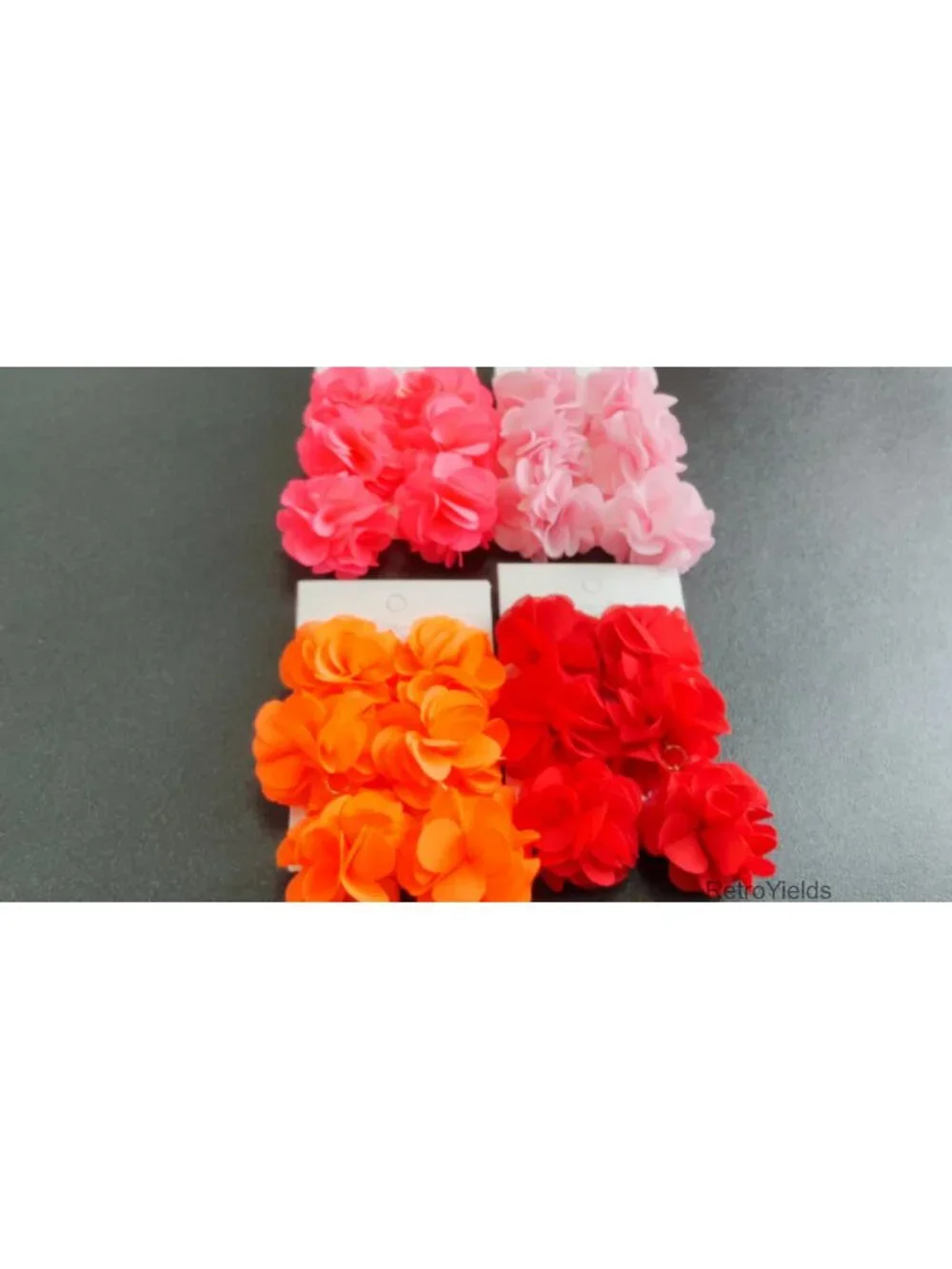 Handmade Bohemian Flower Tassel Dangle Earrings for Women - 3-Layer Fabric Drop
